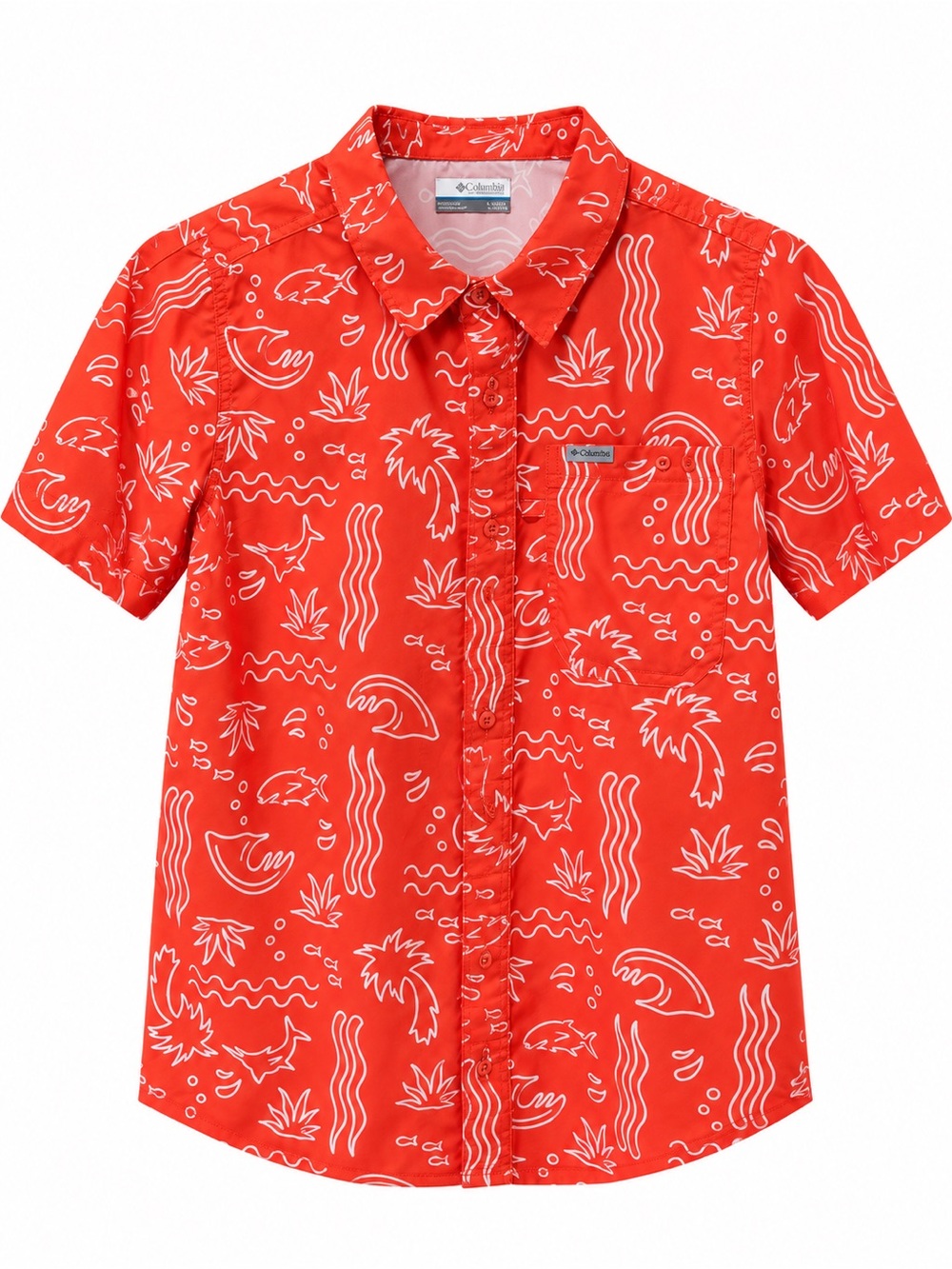 Columbia Boy’s Coral Short Sleeve Printed Camp Shirt